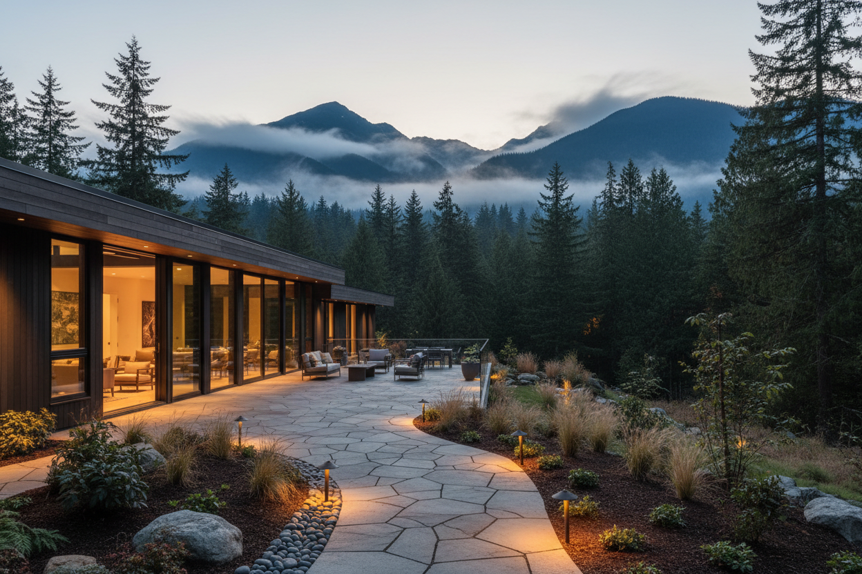 Pacific Northwest Smart Home with Pathway Lighting